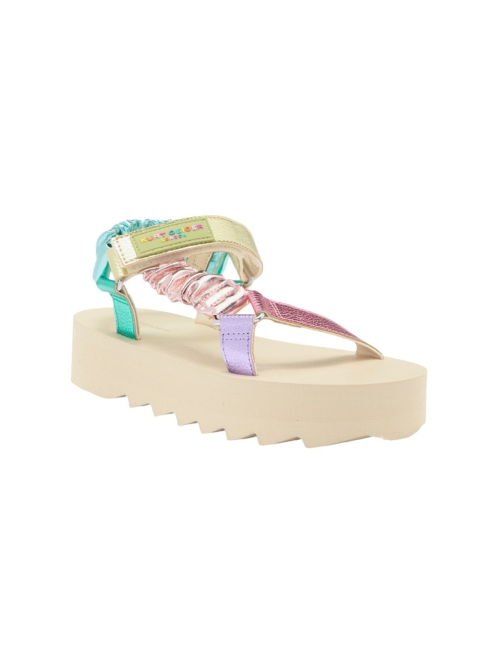 Kurt Geiger London Mini Orion Sandals Size 2 Rainbow Metallic Platform